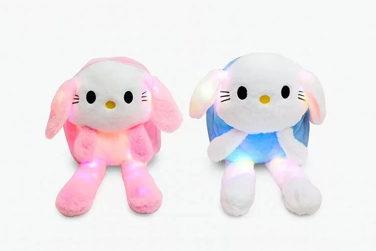 Işıklı Peluş Oynar Kulaklı My Melody ve Cinnamoroll Sırt Çantası - Görsel 2
