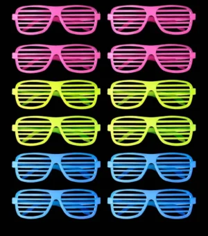Retro Neon Fosforlu Panjur Gözlük - 12 Adet