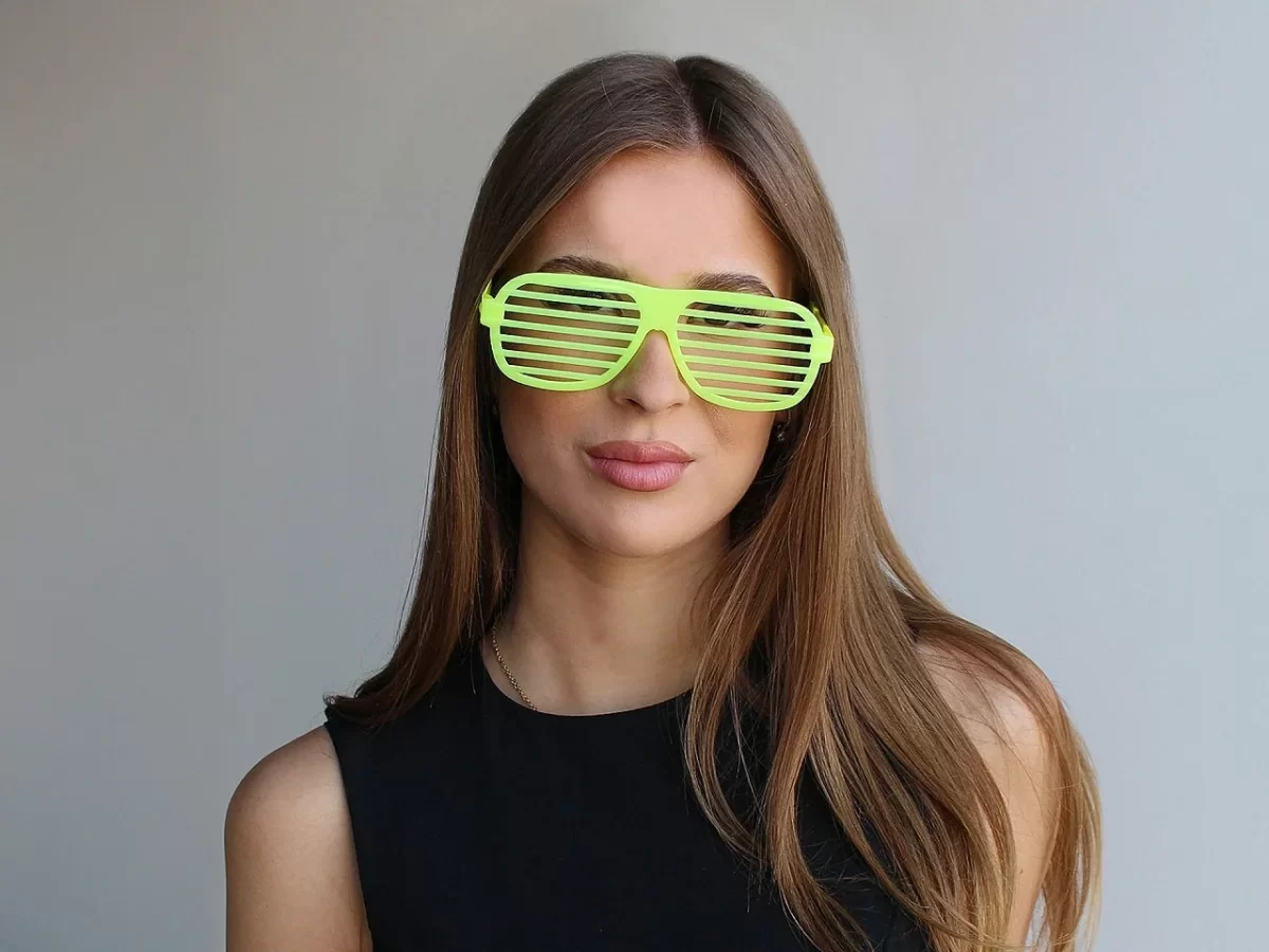 Retro Neon Fosforlu Panjur Gözlük - 12 Adet - Görsel 5