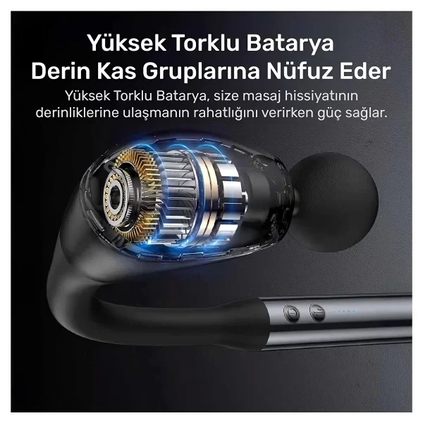 4 Başlıklı Uzun Saplı Ergonomik Profesyonel Sporcu Masaj Tabancası - Görsel 2