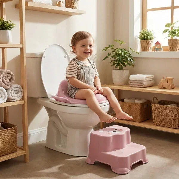 Pembe Kulplu Çocuk Klozet Adaptörü