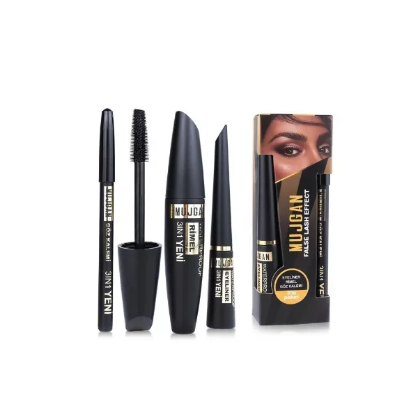 3'ü 1 Arada Göz Makyajı Seti - Eyeliner, Maskara, Kalem - Görsel 3