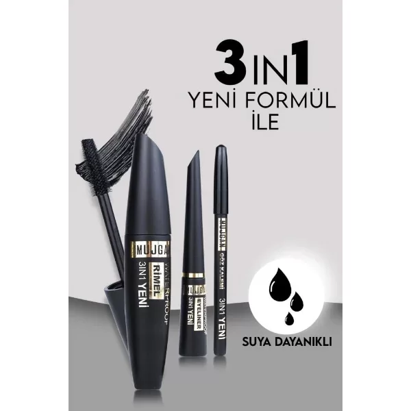 3'ü 1 Arada Göz Makyajı Seti - Eyeliner, Maskara, Kalem - Görsel 5