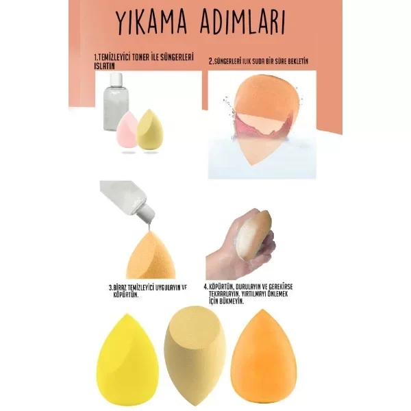 4'lü Kapaklı Armut Makyaj Süngeri Seti - Görsel 4