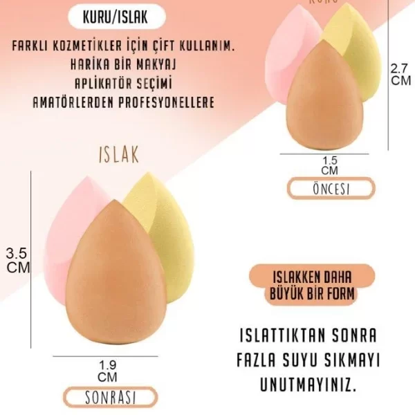 4'lü Kapaklı Armut Makyaj Süngeri Seti - Görsel 5