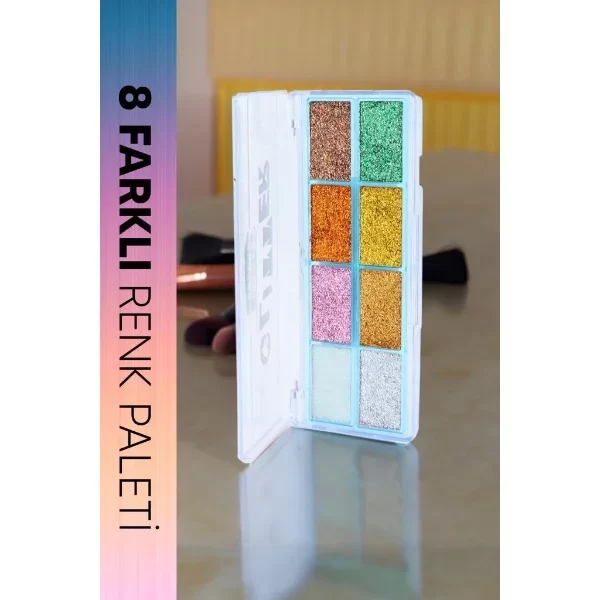 8 Renk Yaz Glitter Far Paleti - 2'li Set - Görsel 3