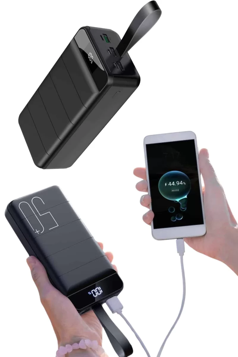 Taşınabilir Powerbank 50.000 mAh 4 Girişli Hızlı Şarj Led Göstergeli Fenerli Şarj - Görsel 2