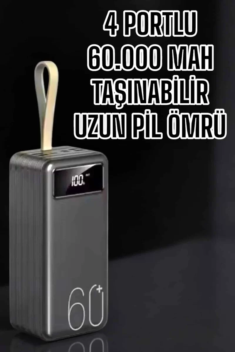 Powerbank 60.000 Mah Hızlı Şarj 4 Çıkışlı Uzun Şarj Süreli Dijital Göstergeli - Görsel 2