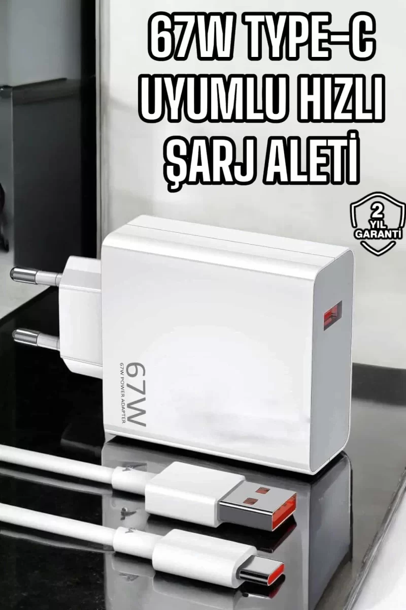 Şarj Aleti Turbo Hızlı 67W Type-C Hızlı Şarj
