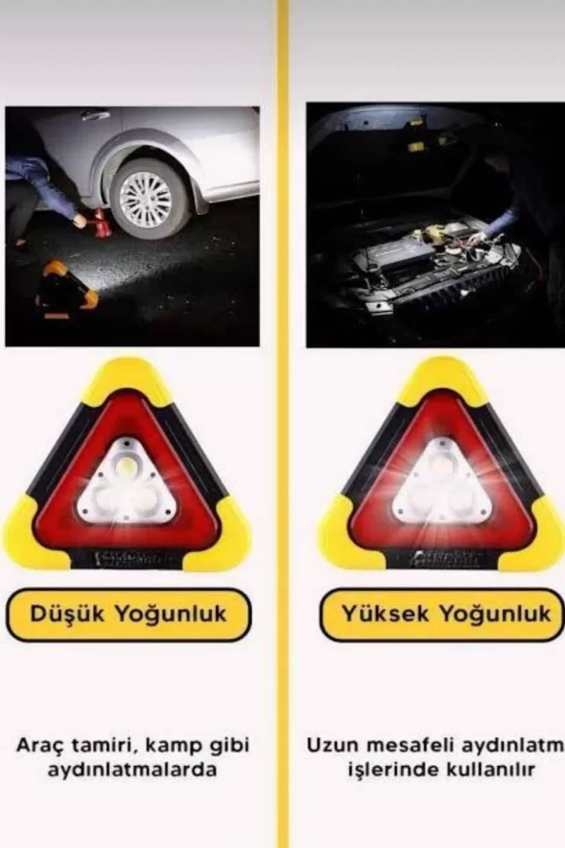 Solar Şarjlı Çok Fonksiyonlu Reflektör Işıklı Ikaz Lambası Acil Durum Reflektörü Acil Durum Uyarı Lambası - Görsel 5