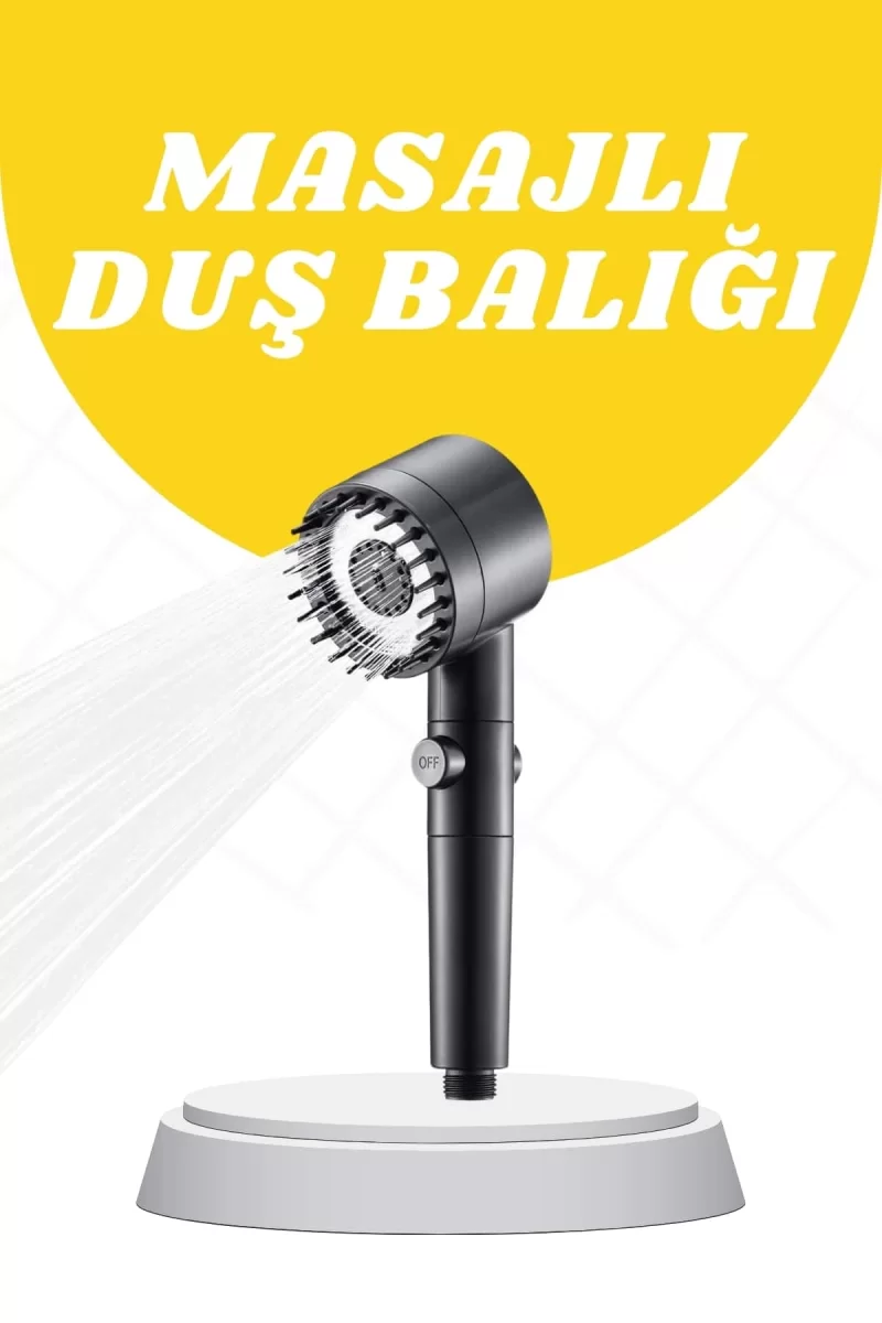 Duş Başlığı Yüksek Basınçlı Masaj Taraklı 3 Kademeli
