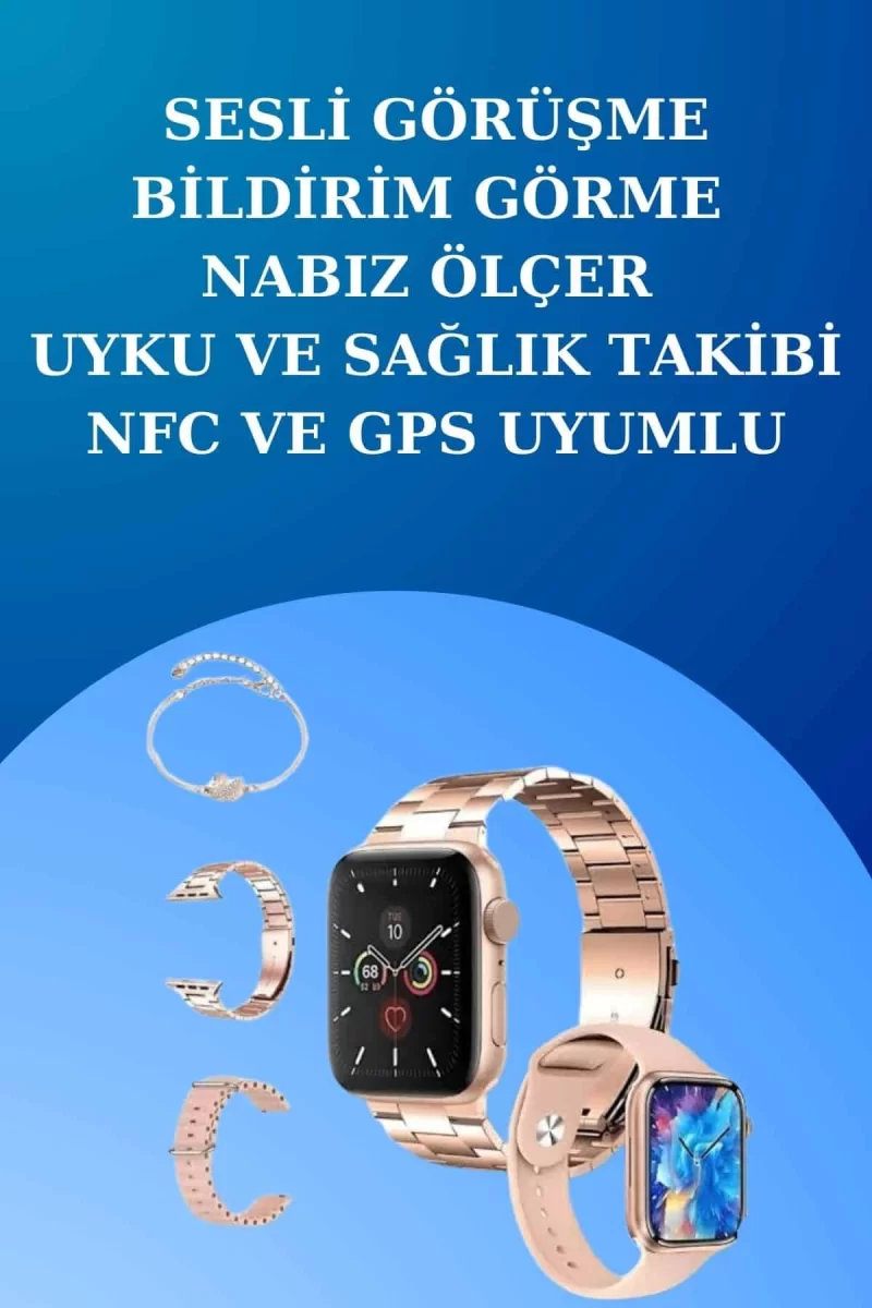 3 Kordonlu Dokunmatik Ekran Akıllı Saat ve 2.Nesil Kablosuz Bluetooth Kulaklık ANC/ENC - Görsel 3