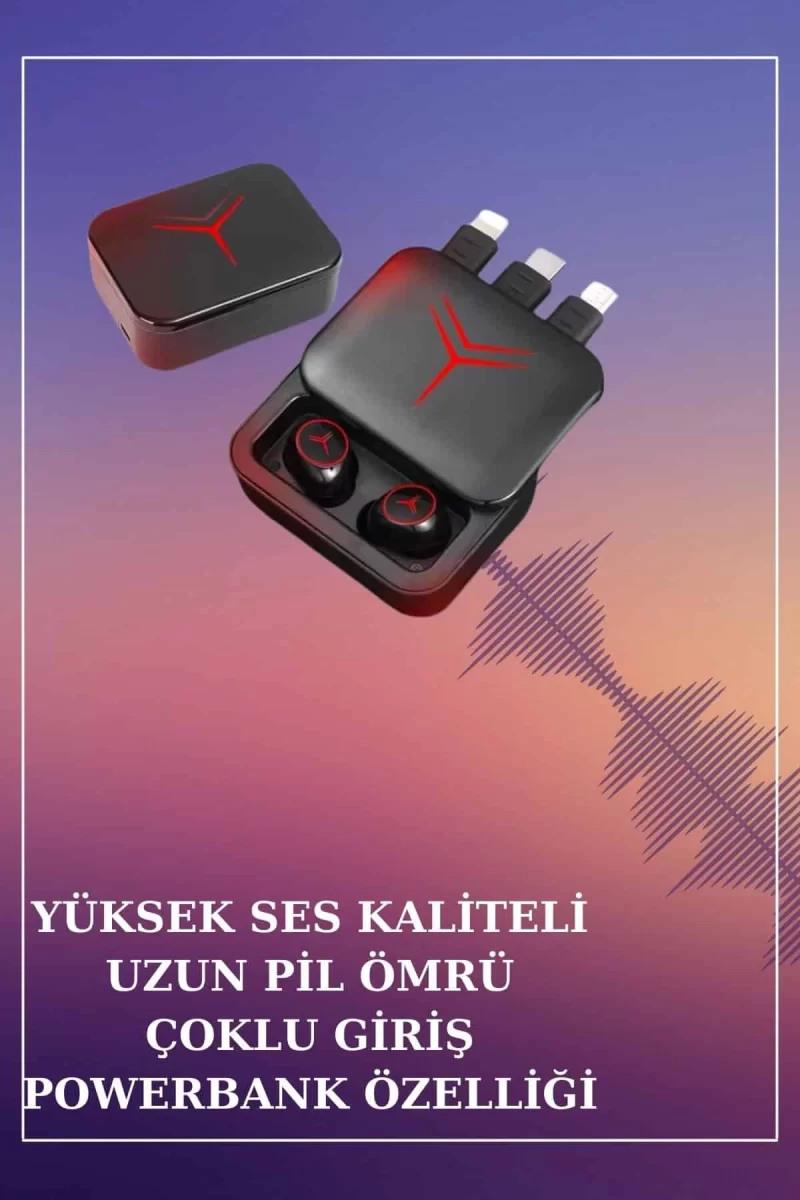 Powerbank Özellikli Bluetooth Kulaklık ve Nabız Ölçer Akıllı Saat Bileklik Hediyeli - Görsel 5
