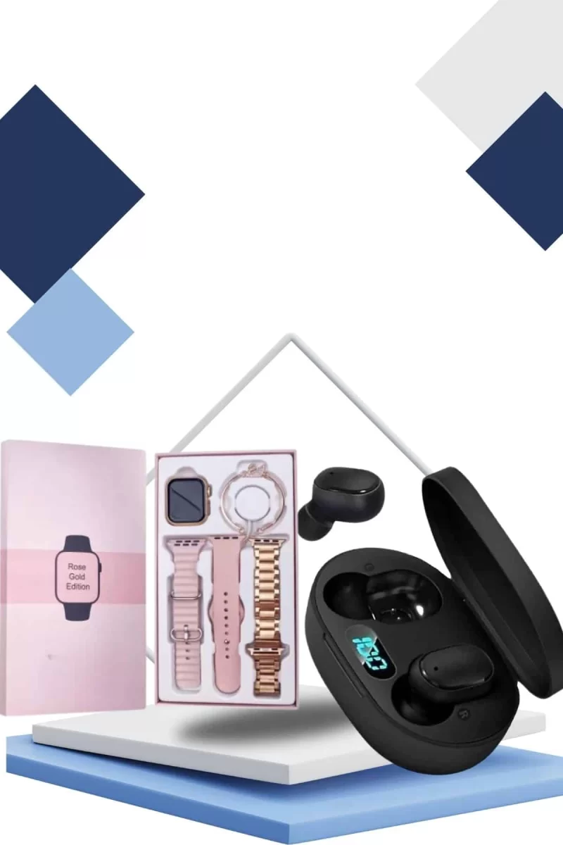 Nabız Ölçer Hediye Bileklikli Akıllı Saat ve Dijital Göstergeli Bluetooth Kulaklık Çoklu Şarj Girişi - Görsel 5