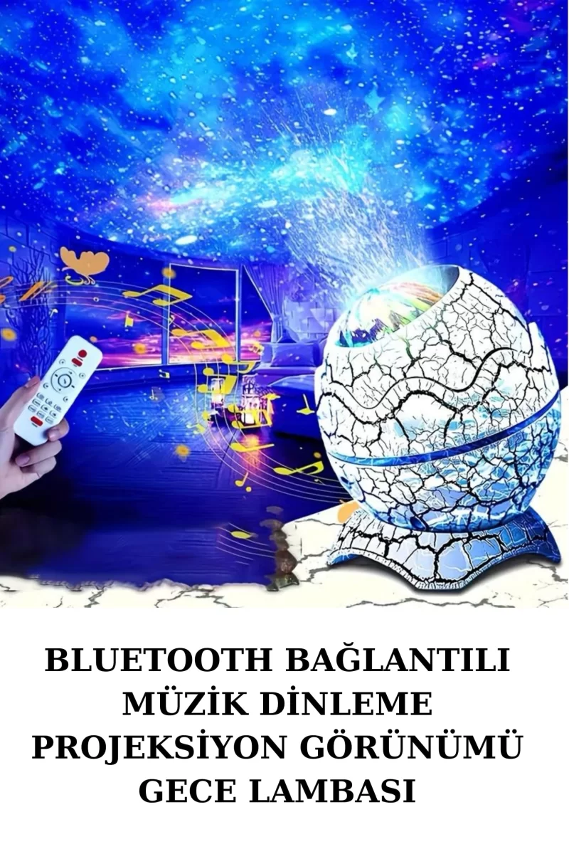 Dinozor Yumurtası Gece Masa Lambası Bluetooth Hoparlör 14 Renk Seçeneği - Görsel 2