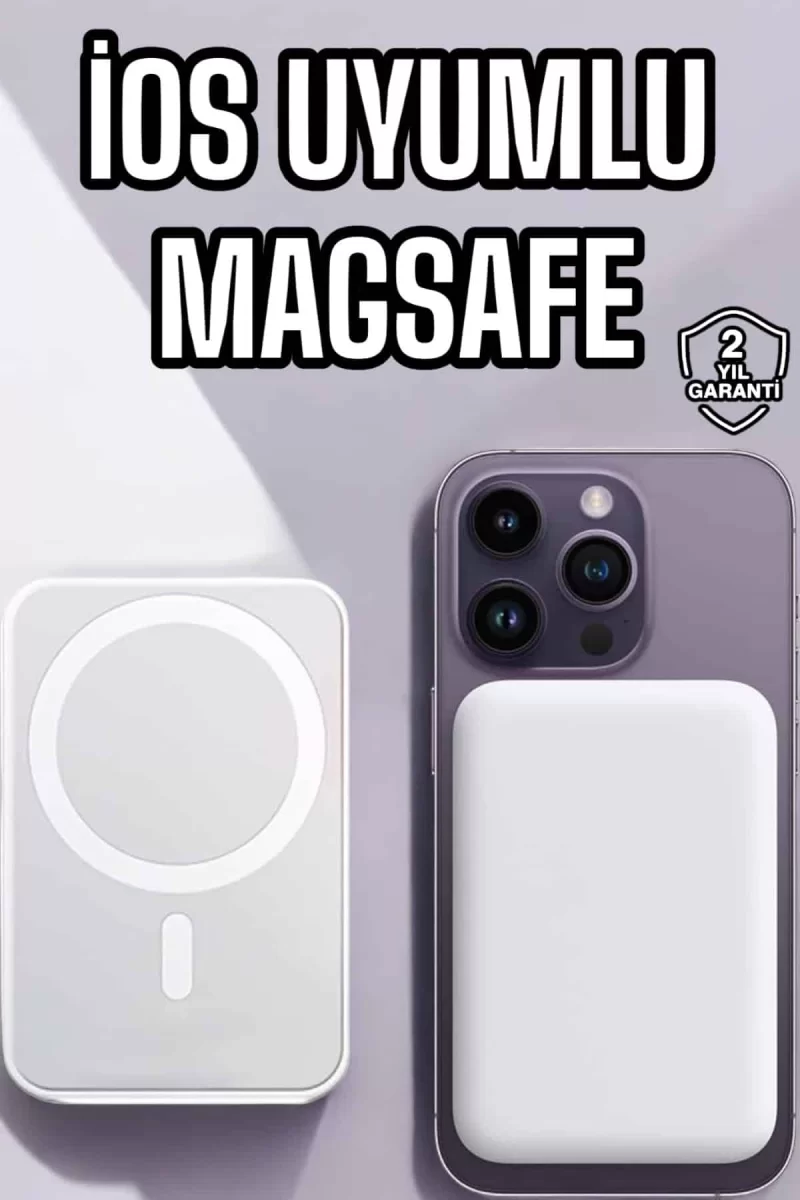 5000 Mah İOS Uyumlu Magsafe Kablosuz Şarj Hızlı Şarj Desteği