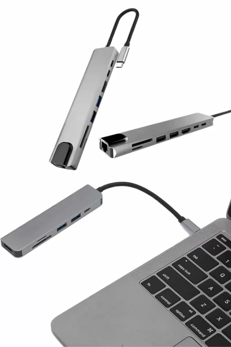 Çevirici Dönüştürücü Adaptör Macbook 3 In 1 Type-C To Hdmı USB 3.0 - Görsel 2