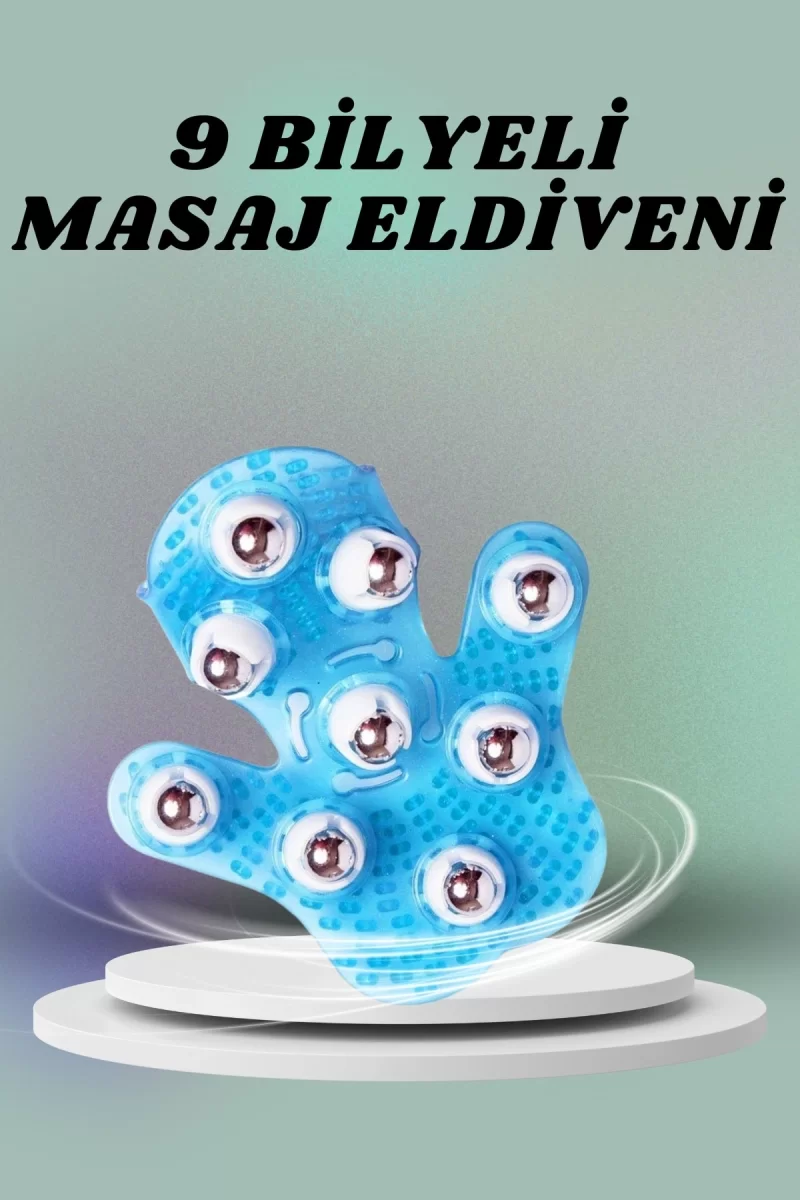 9 Bilyeli El Şeklinde Omuz Bacak Masaj Aleti Masaj Eldiveni Giyilebilir Plastik Vücut Sıkılaştırıcı