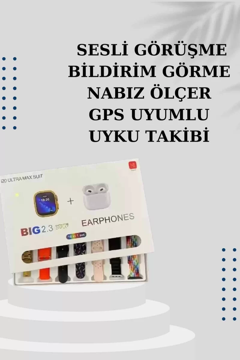 Akıllı Saat 7 Kordonlu Kulaklık Hediyeli Nabız Ölçer Uyku Takibi Sesli Görüşme - Görsel 2