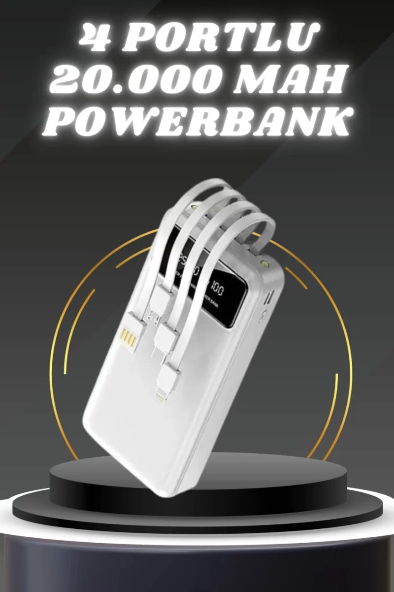 Powerbank Şarj Cihazı 4 Çıkışlı 20.000 MAH Powerbank Kompakt Yüksek Kapasiteli Hızlı Şarj