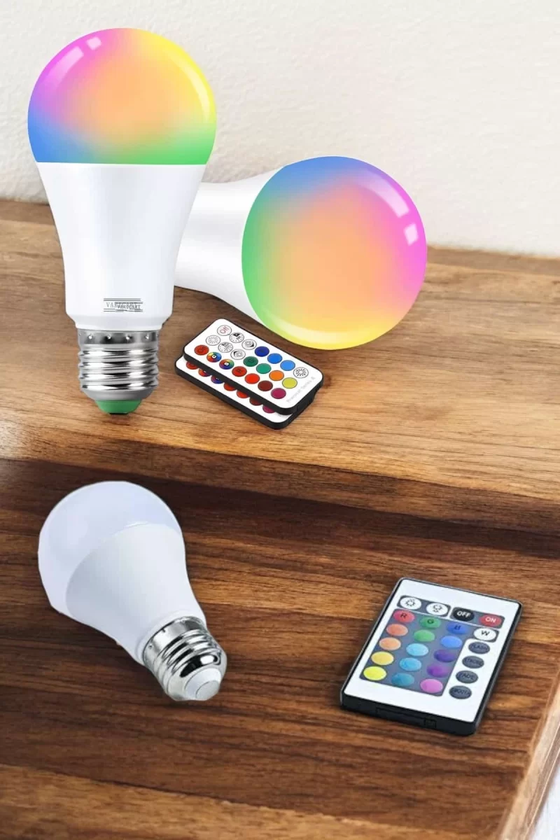 RGB Led Lamba Led Işık Ampul Renk Değiştirebilen 100 Watt - Görsel 3