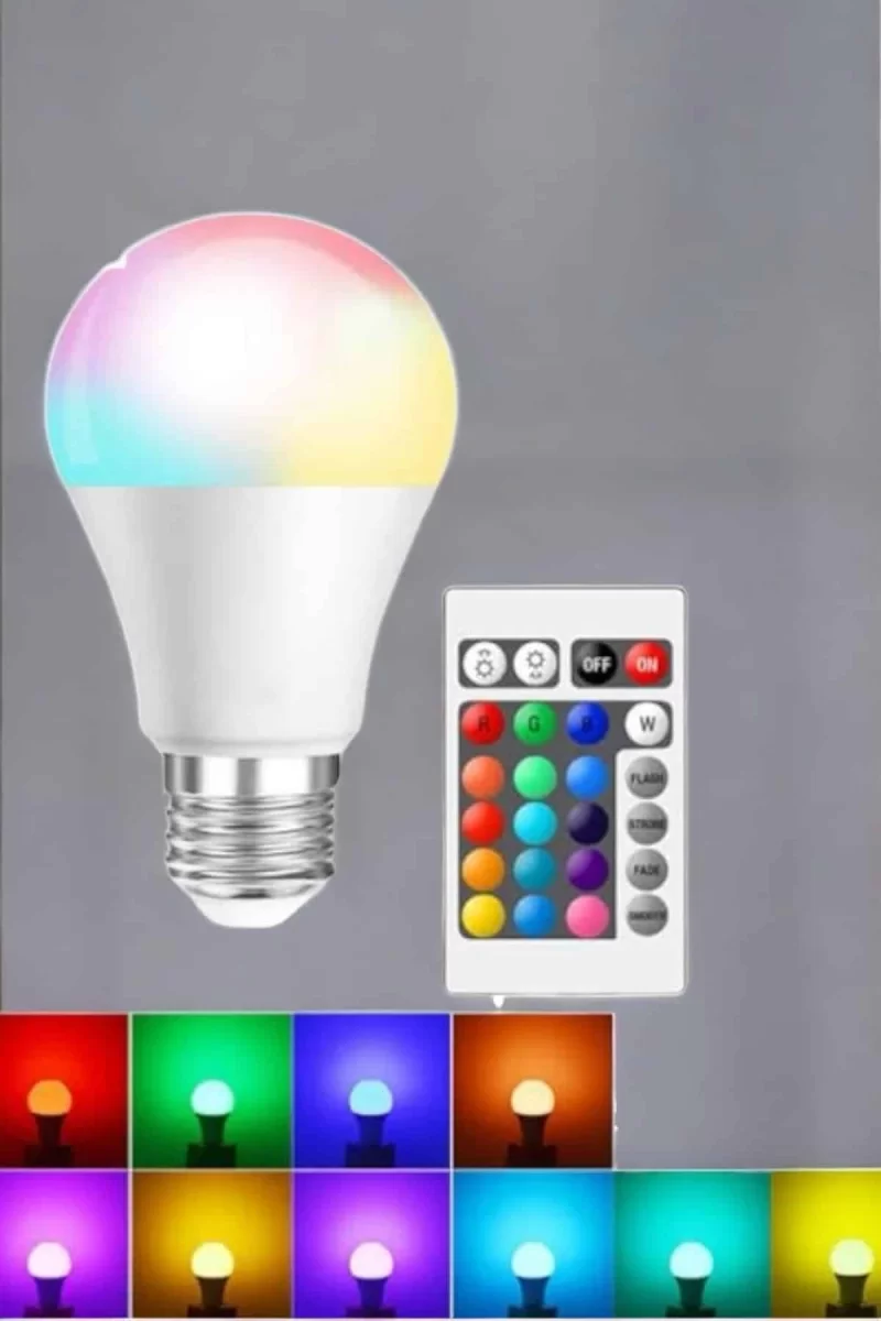 RGB Led Lamba Led Işık Ampul Renk Değiştirebilen 100 Watt - Görsel 4
