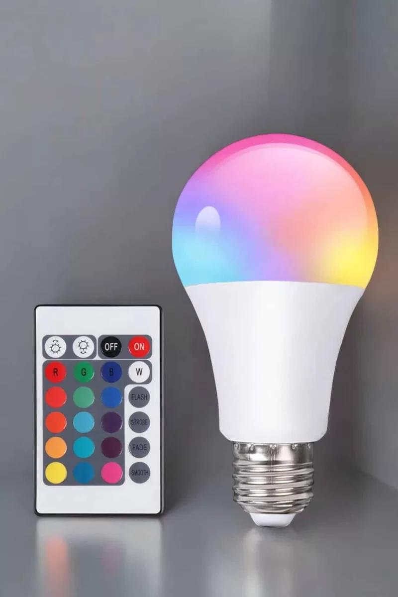 RGB Led Lamba Led Işık Ampul Renk Değiştirebilen 100 Watt - Görsel 5