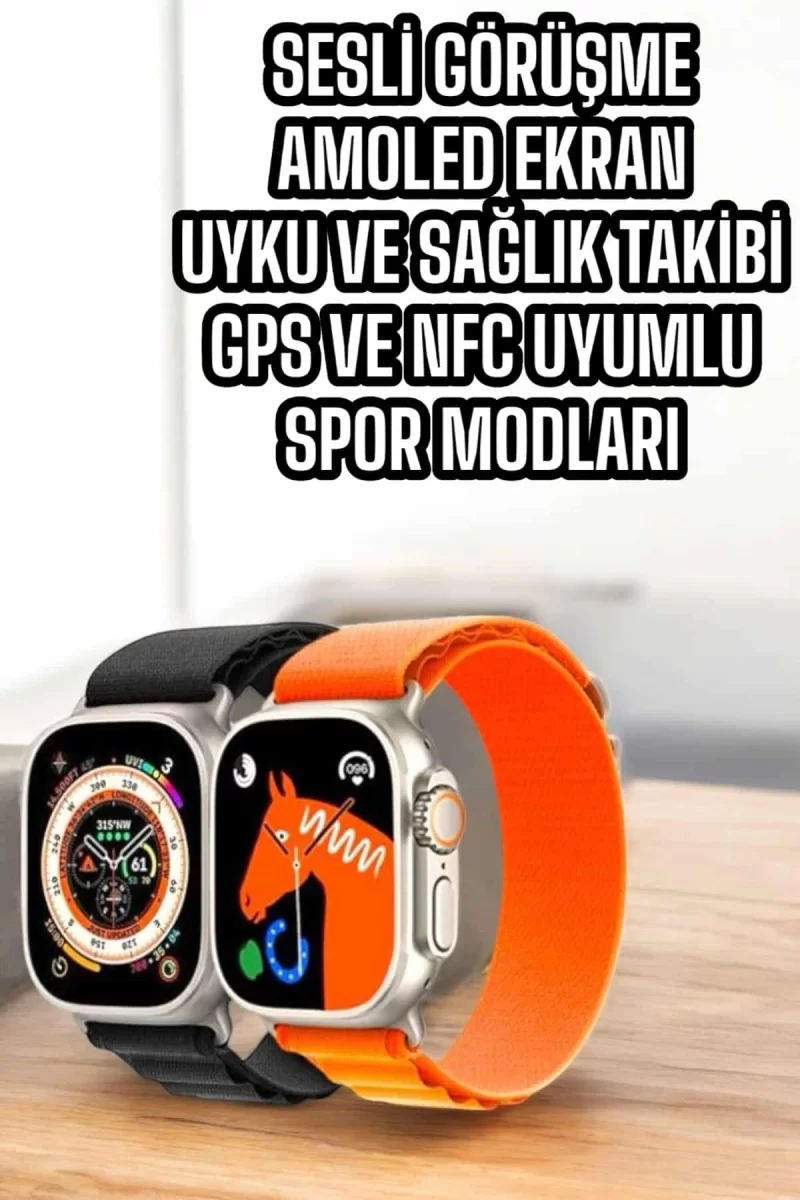 Akıllı Saat Uyku ve Spor Takibi Yeni Nesil Bluetooth Bağlantılı Amoled Ekran - Görsel 3