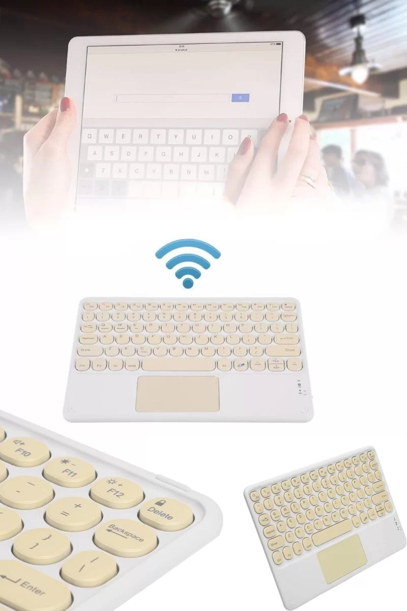 Android ve İOS Uyumlu Bluetooth Klavye Touchpad Slim Kablosuz Wifi Q Klavye - Görsel 5
