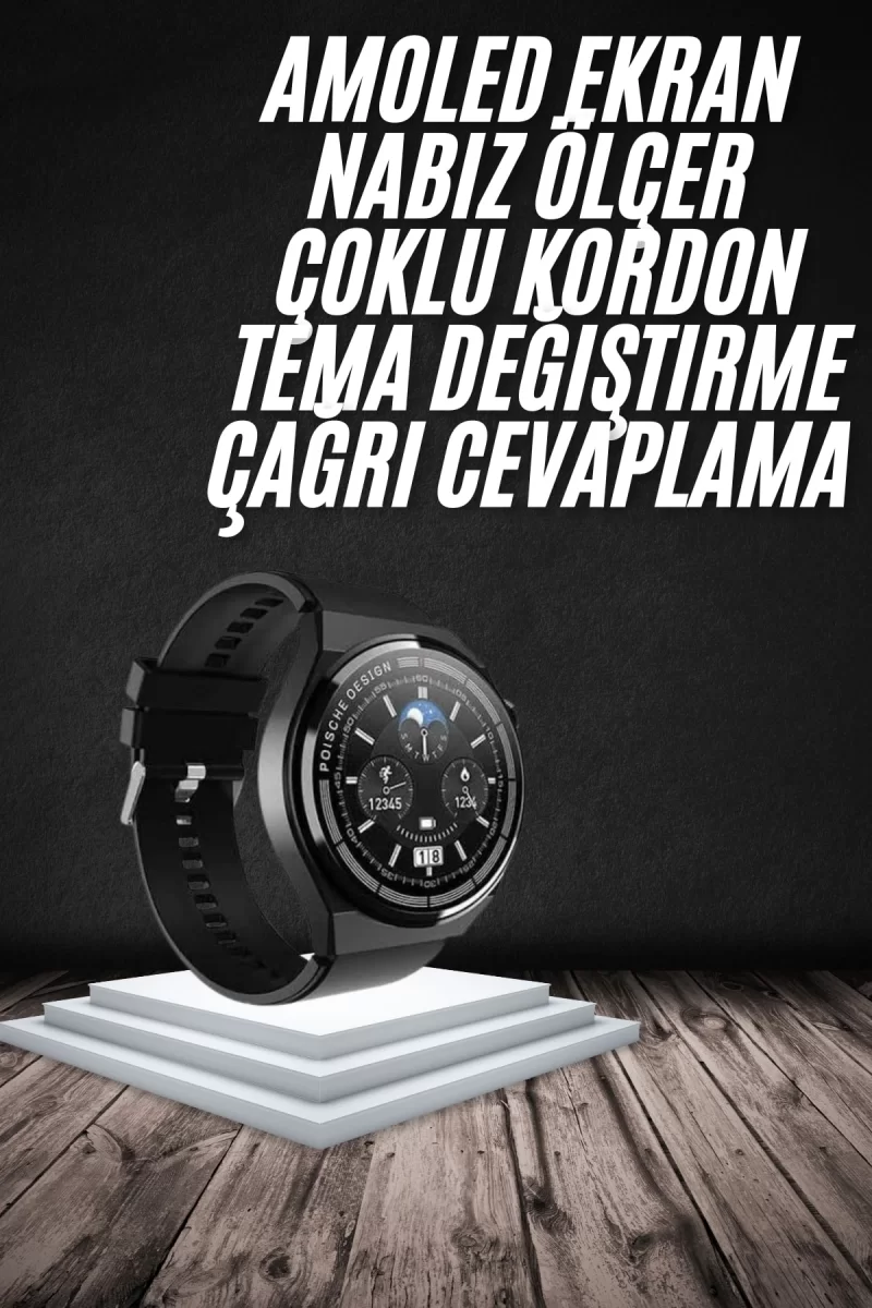 En Çok Tercih Edilen Akıllı Saat Amoled Ekran Nabız Sensörü GPS Uyumlu Adımsayar - Görsel 2
