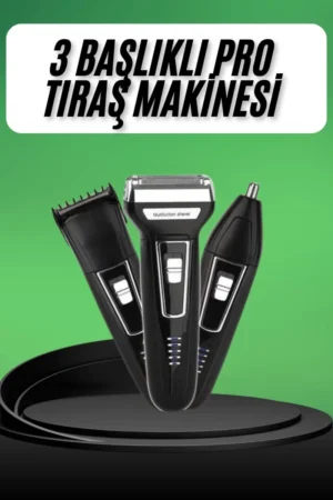 Tıraş Makinesi 3 Başlıklı T Başlıklı Hassas Ciltlere Özel Saç Sakal Vücut Kulak ve Burun