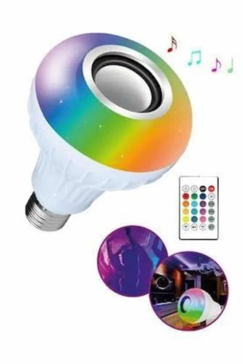 Bluetooth Hoparlör Akıllı Rgb Led Işık Renk Değiştirme Ses Bombası Ampül Görünümlü - Görsel 5
