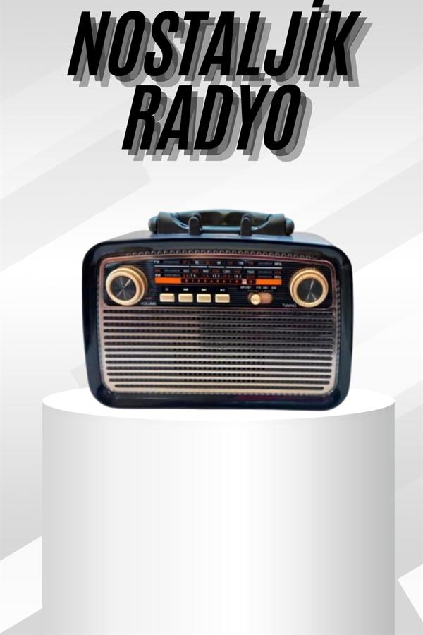 Müzik Kutusu Bluetooth Bağlantılı El Fenerli Nostaljik Tasarım Radyo - Görsel 2