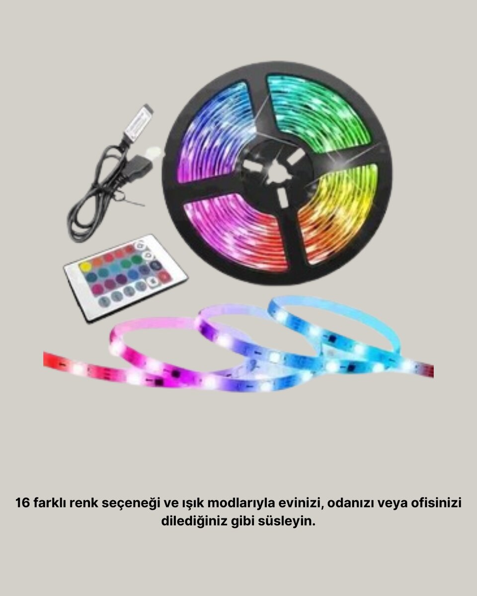 Müziğe Duyarlı Renkli Smart Şerit LED Işık USB Bağlantılı Ambiyans Aydınlatma - Görsel 3