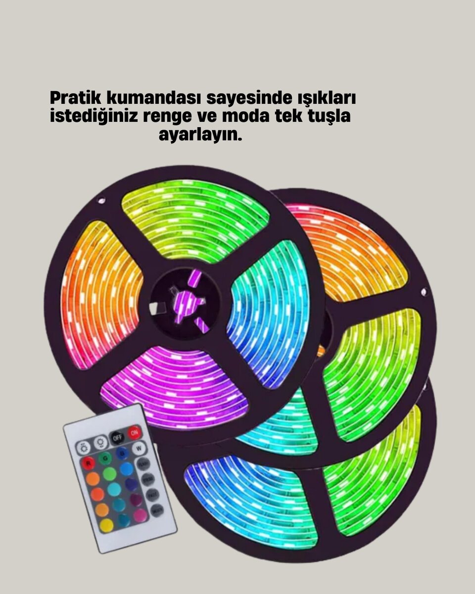 Uzaktan Kumandalı RGB Smart Şerit LED Işık Esnek ve Taşınabilir Dekorasyon - Görsel 2