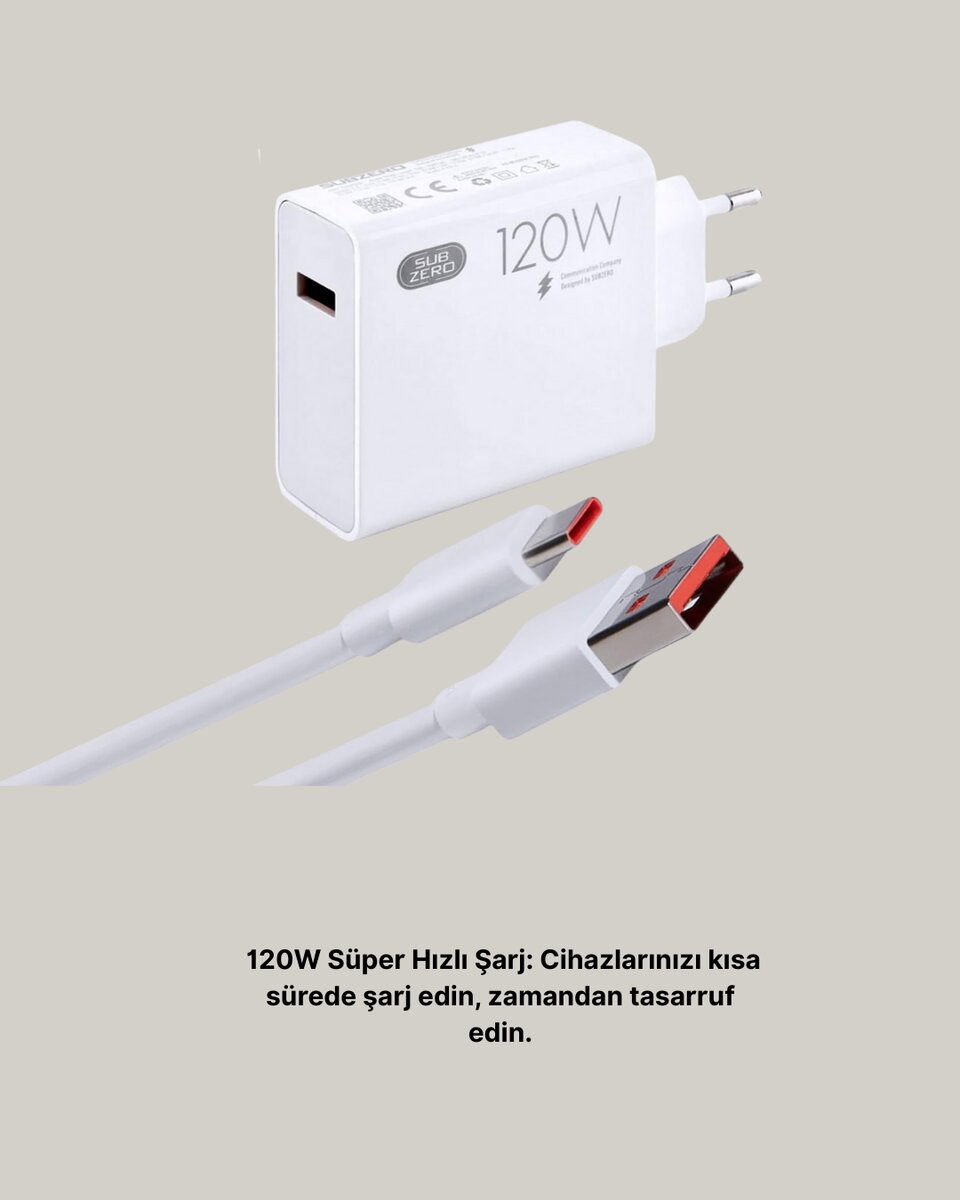120W Güçlü Hızlı Şarj Adaptörü ve Type-C Kablo Seti – Güvenli Şarj Teknolojisi - Görsel 4