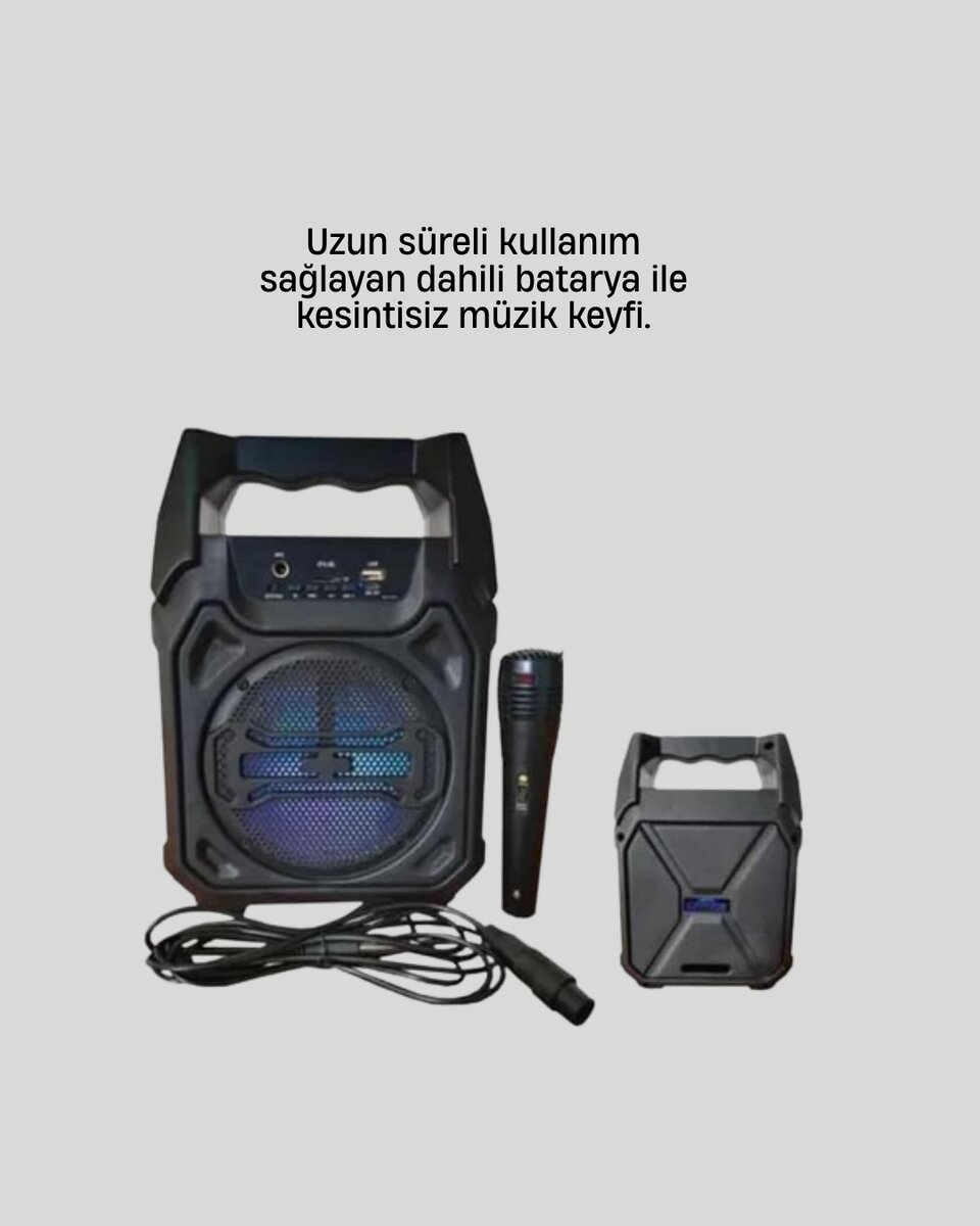 15W Güçlü Ses Çıkışlı Bluetooth Hoparlör FM Radyo ve Mikrofon Destekli - Görsel 3