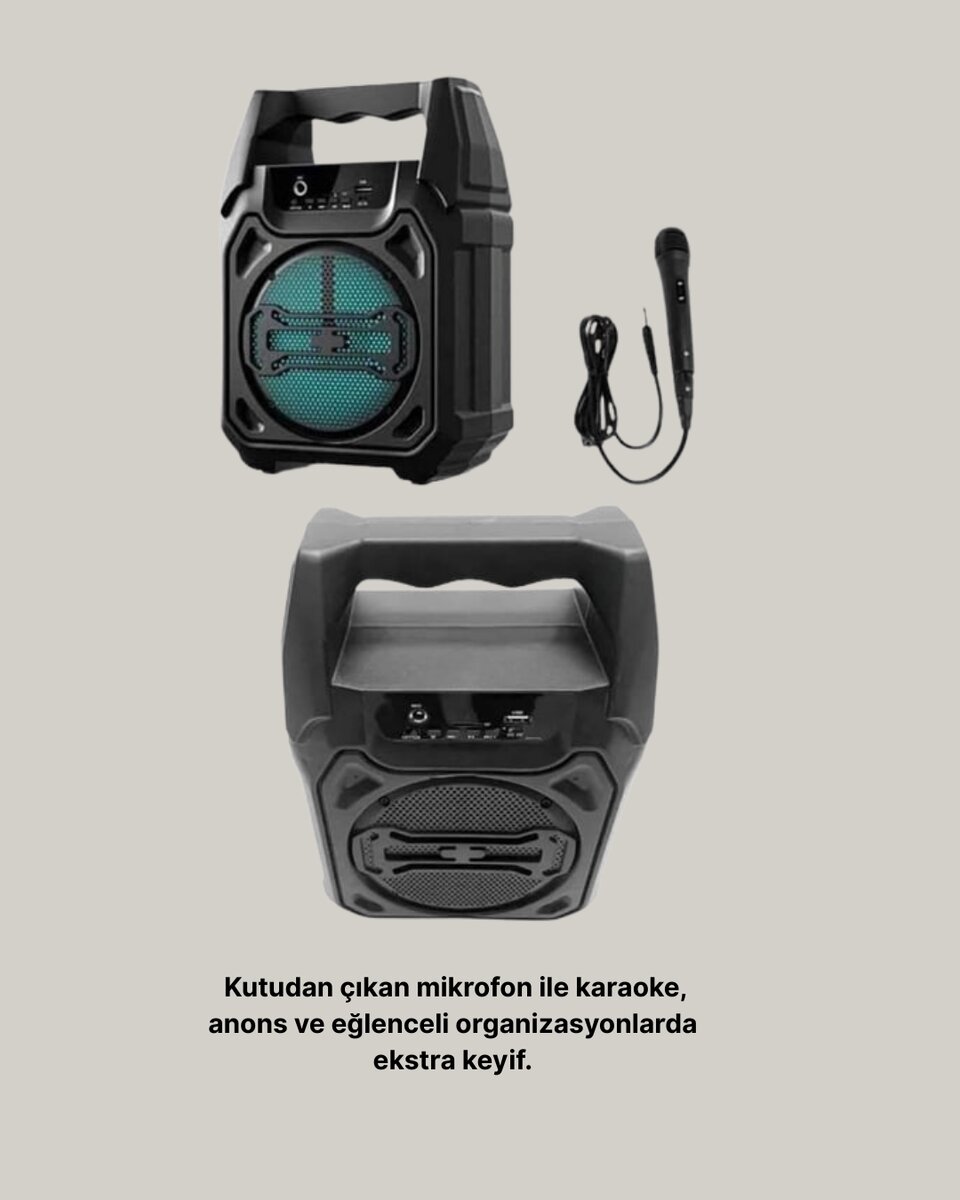 15W Güçlü Ses Çıkışlı Bluetooth Hoparlör FM Radyo ve Mikrofon Destekli - Görsel 4