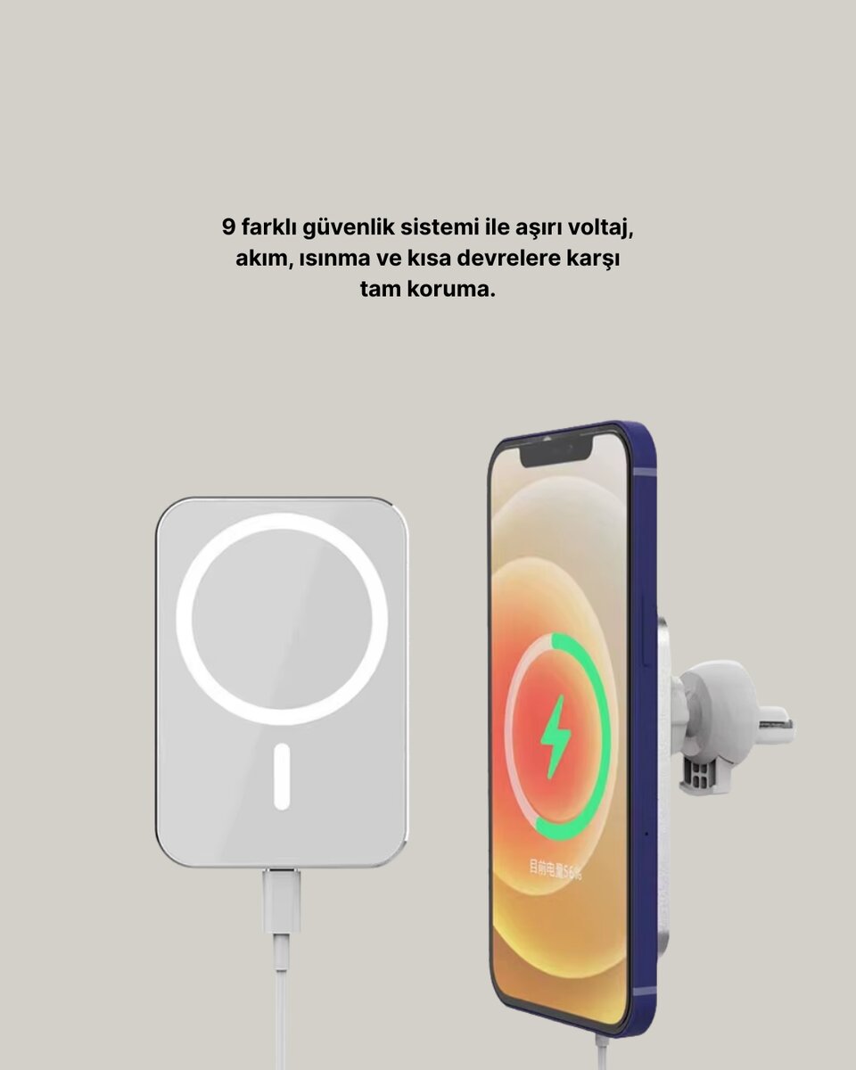 360° Döner Başlıklı MagSafe Araç Telefon Tutucu 15W Güvenli Kablosuz Şarj - Görsel 4