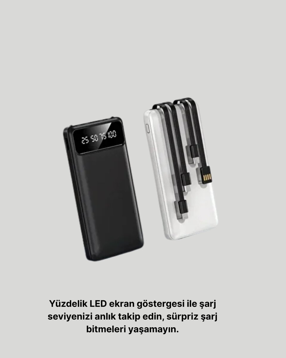 Taşınabilir 20.000 mAh Hızlı Şarj Powerbank 4 Çıkışlı - Görsel 3