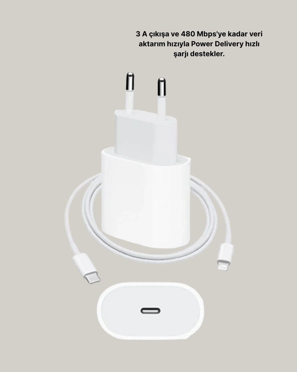 iPhone ve iPad Uyumlu 20W Güvenli USB-C Hızlı Şarj Adaptörü - Görsel 4