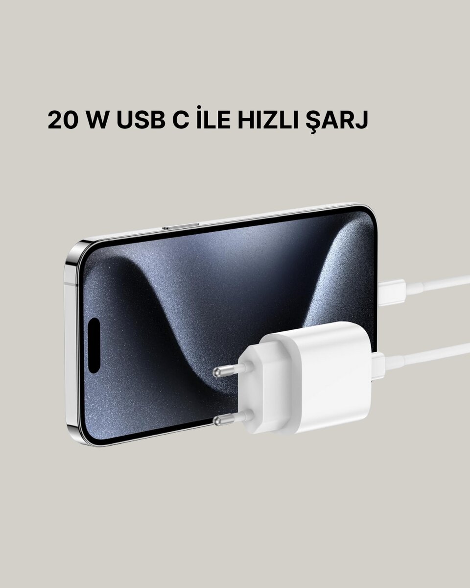 iPhone ve iPad Uyumlu 20W Güvenli USB-C Hızlı Şarj Adaptörü - Görsel 5