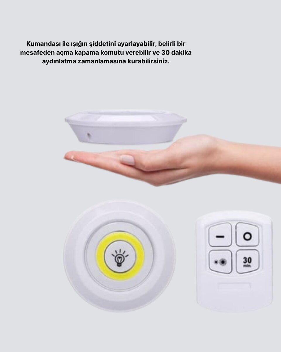 Kablosuz Gün Işığı 3’lü LED Spot Lamba Kumandalı - Görsel 4