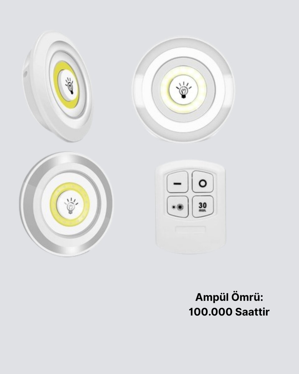 Kablosuz Gün Işığı 3’lü LED Spot Lamba Kumandalı - Görsel 5