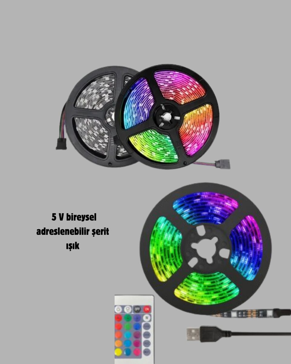 RGB Smart Şerit LED – TV Arkası ve Dekoratif Alanlar İçin Işık Şeridi - Görsel 2