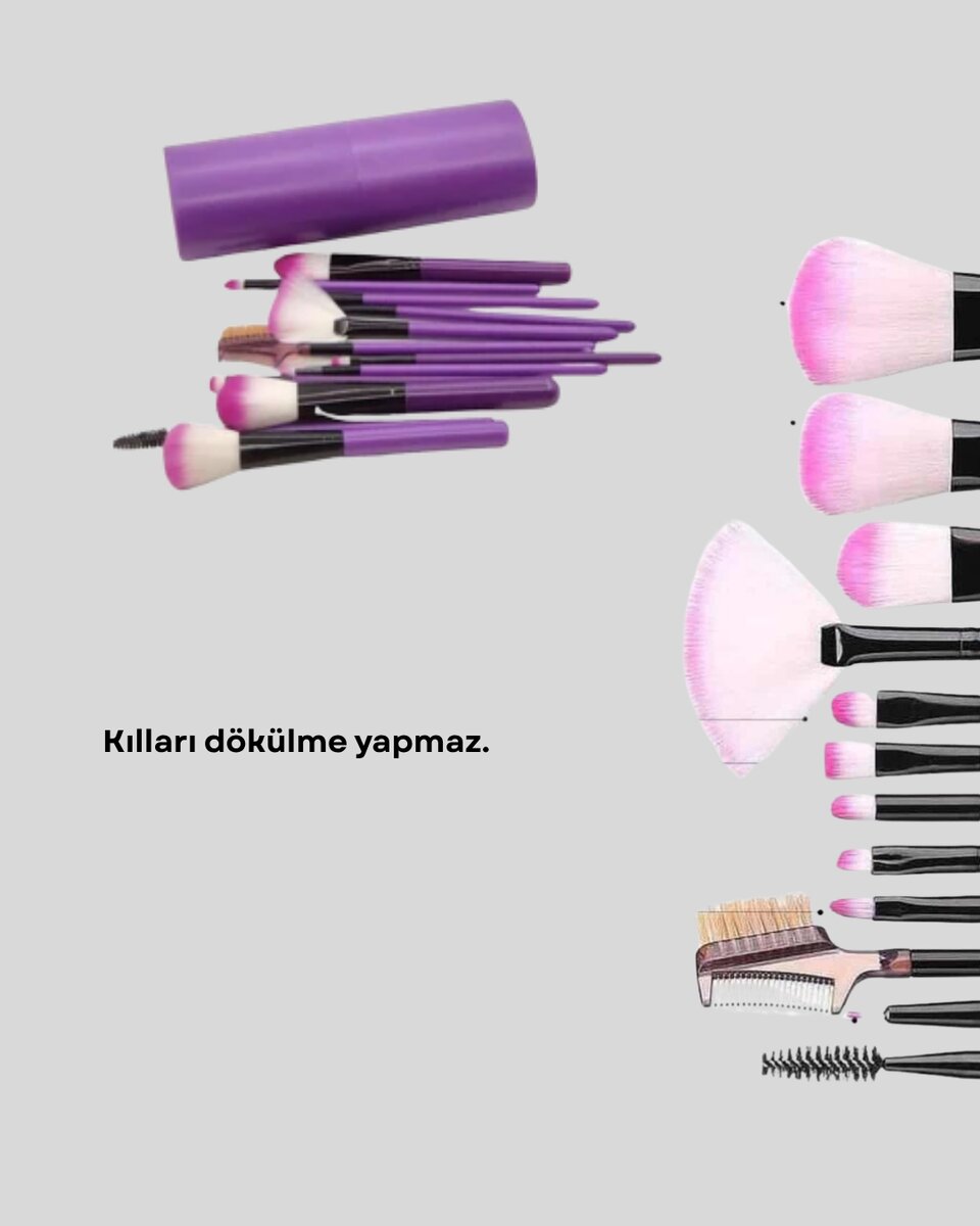 12 Parça Makyaj Fırça Seti – Profesyonel ve Günlük Kullanıma Uygun - Görsel 4