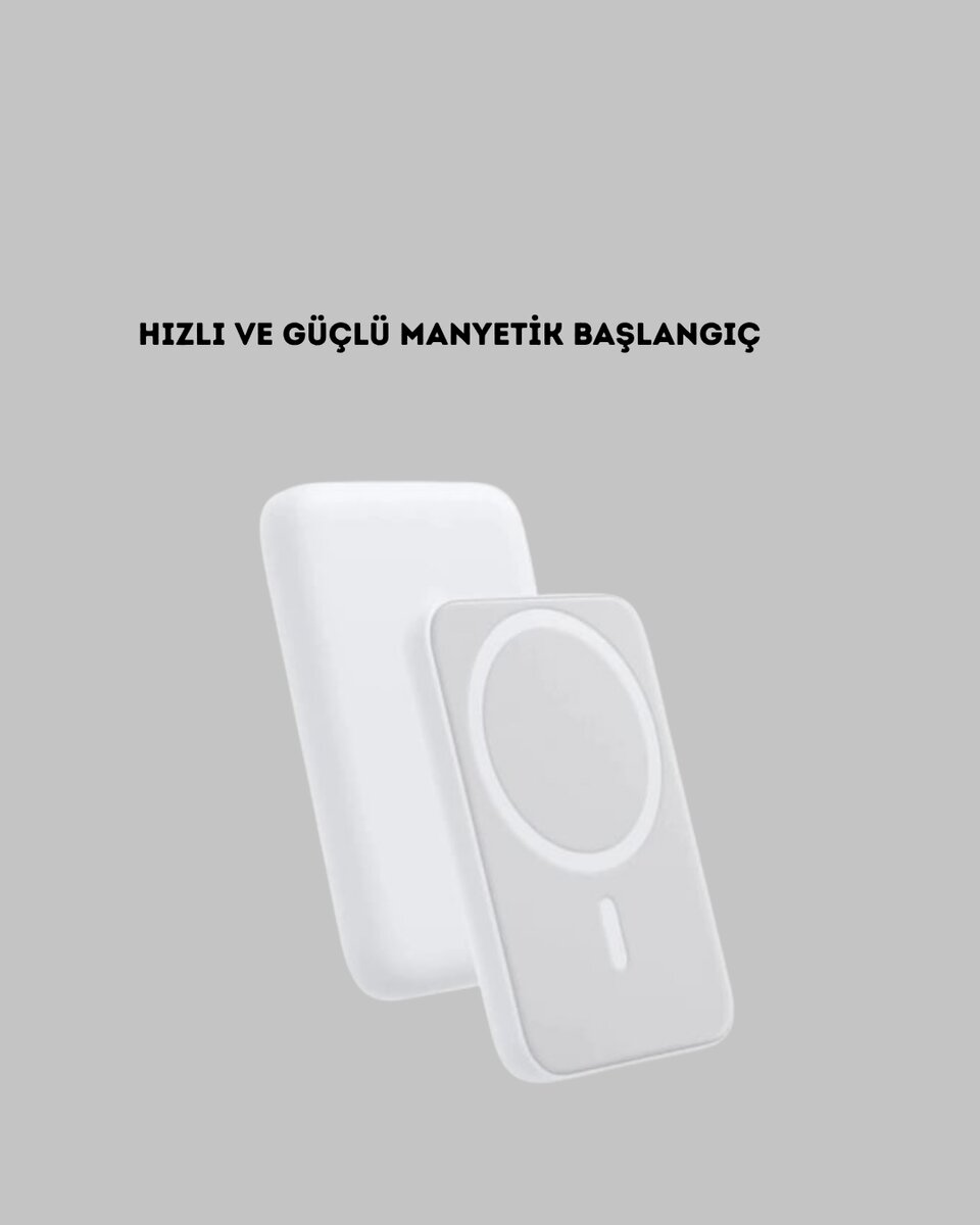 Manyetik Kablosuz Powerbank – iPhone 12/13/14/15 Uyumlu Hızlı Şarjlı Ultra Hafif - Görsel 3