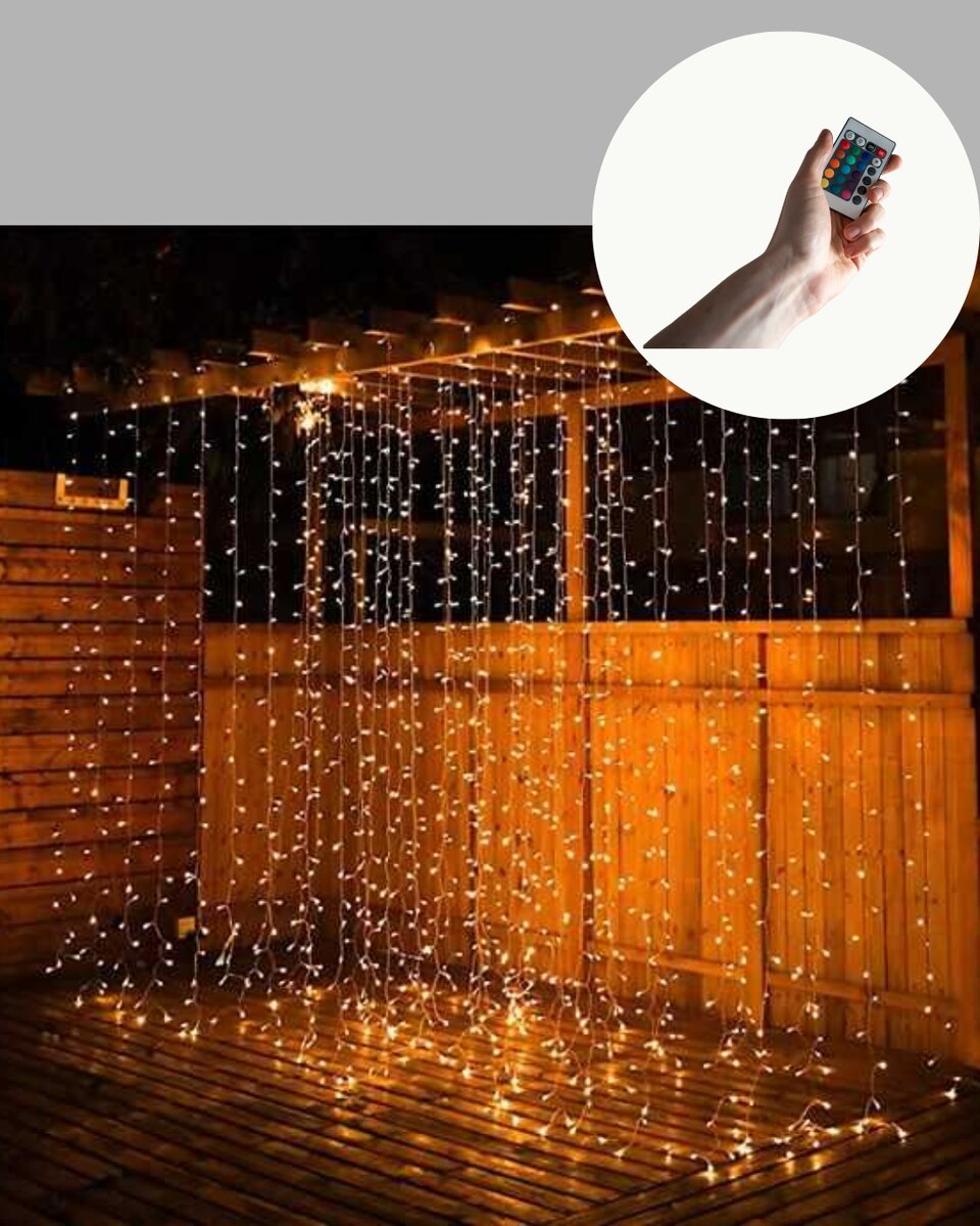 3x3 Metre Perde LED Işık – Parti ve Bahçe Dekorasyonu - Görsel 3