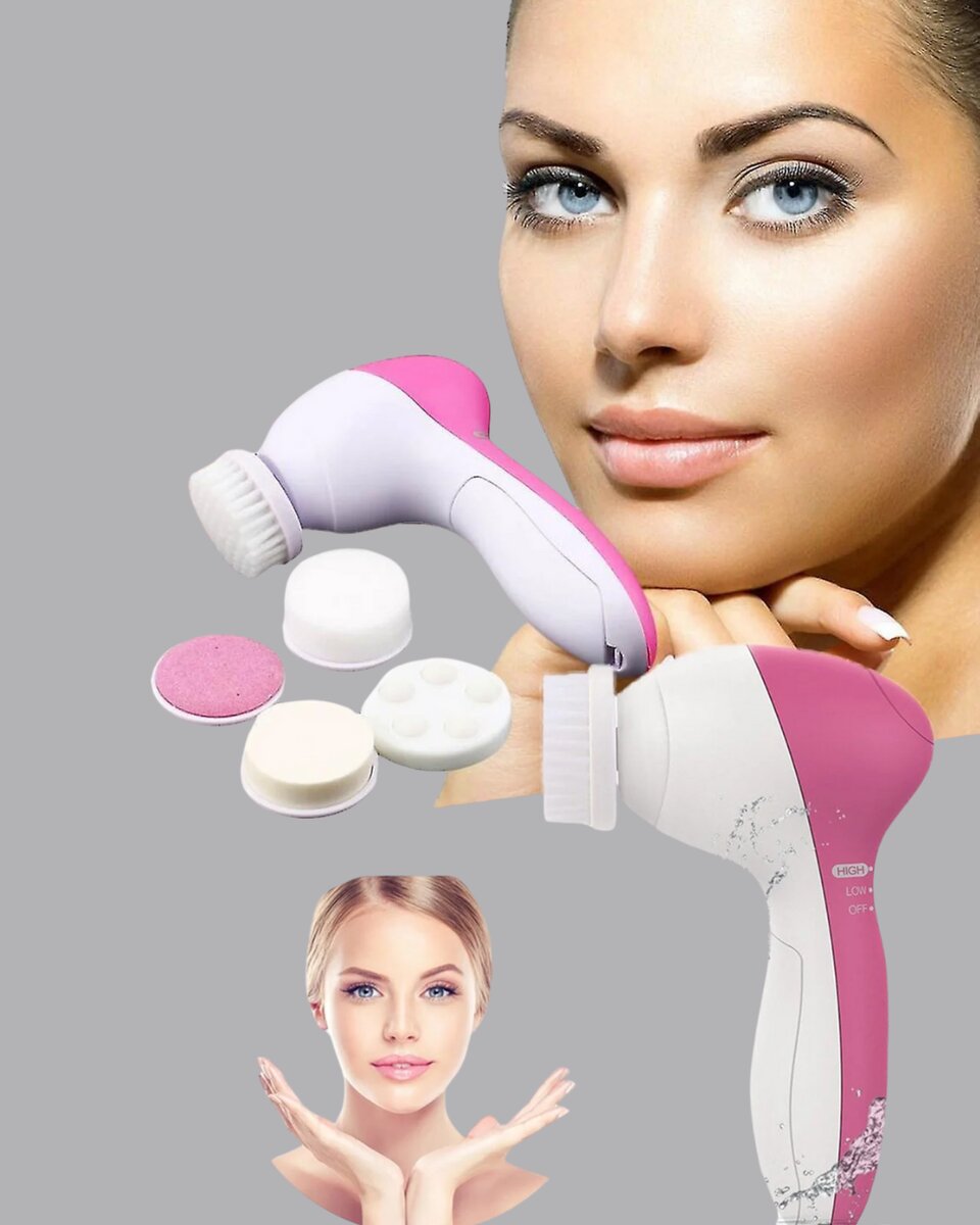 5’i 1 Arada Yüz Temizleme Cihazı – Masaj Fırça Peeling ve Krem Uygulama Aparatlı - Görsel 2