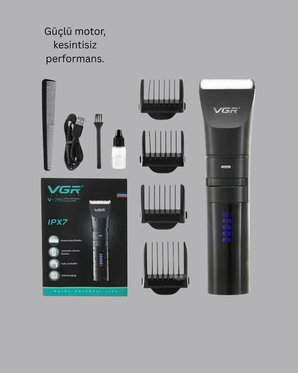 Şarjlı Tıraş Makinesi – Dijital Ekranlı IPX7 Su Geçirmez Titanyum Bıçaklı - Görsel 5